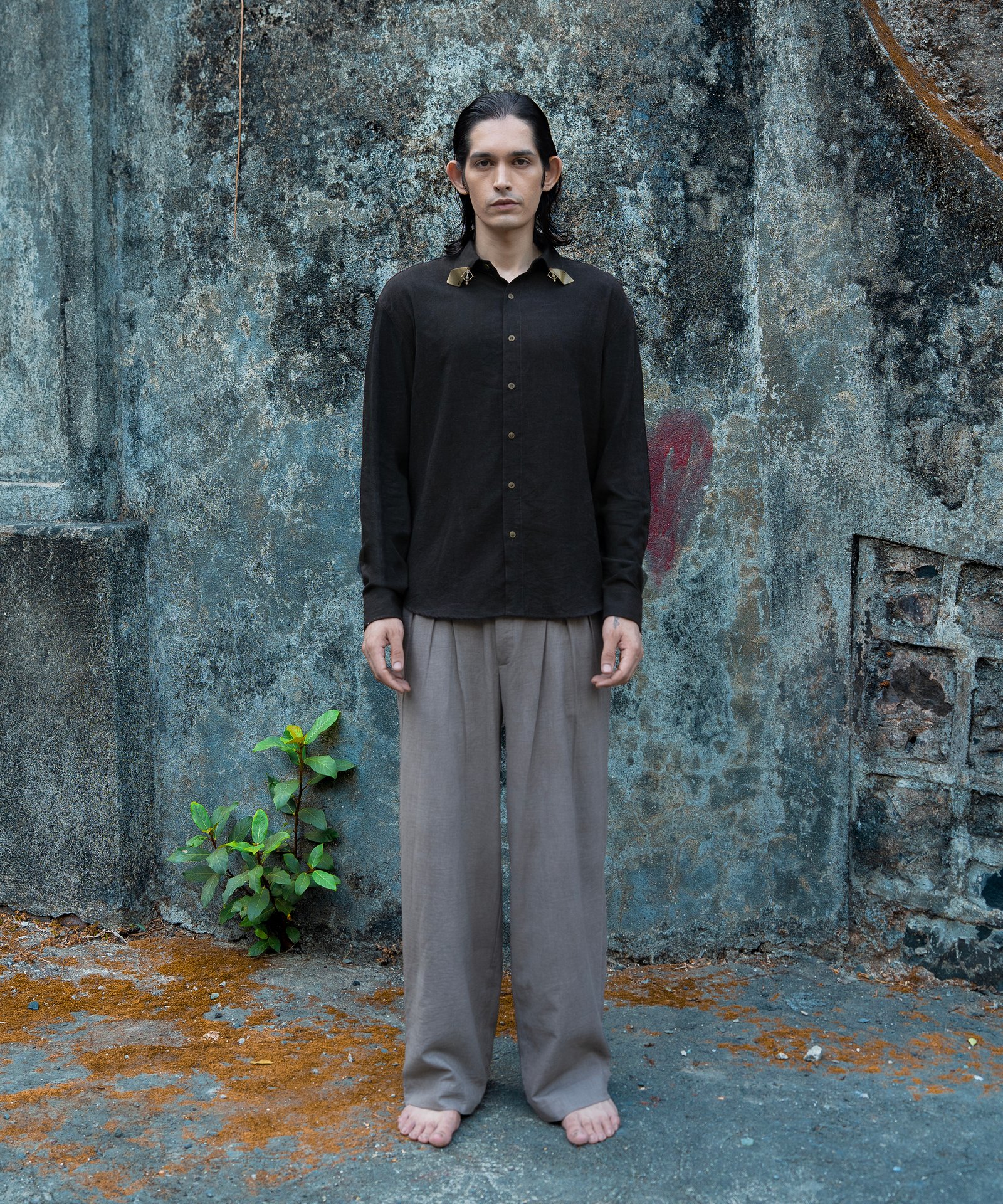 The Noir Bloom Linen Shirt Front View