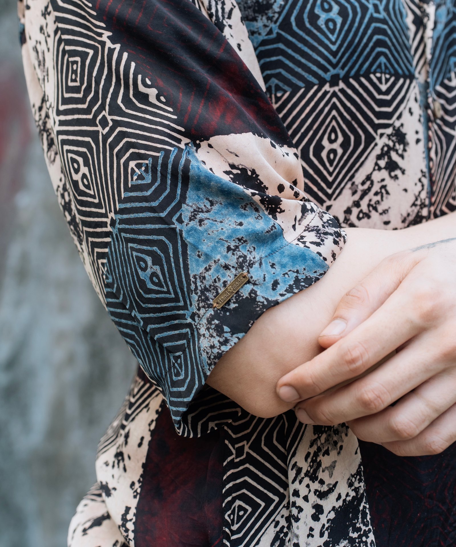 The Mosaic Echo Pure Silk Shirt Fabric Close-up