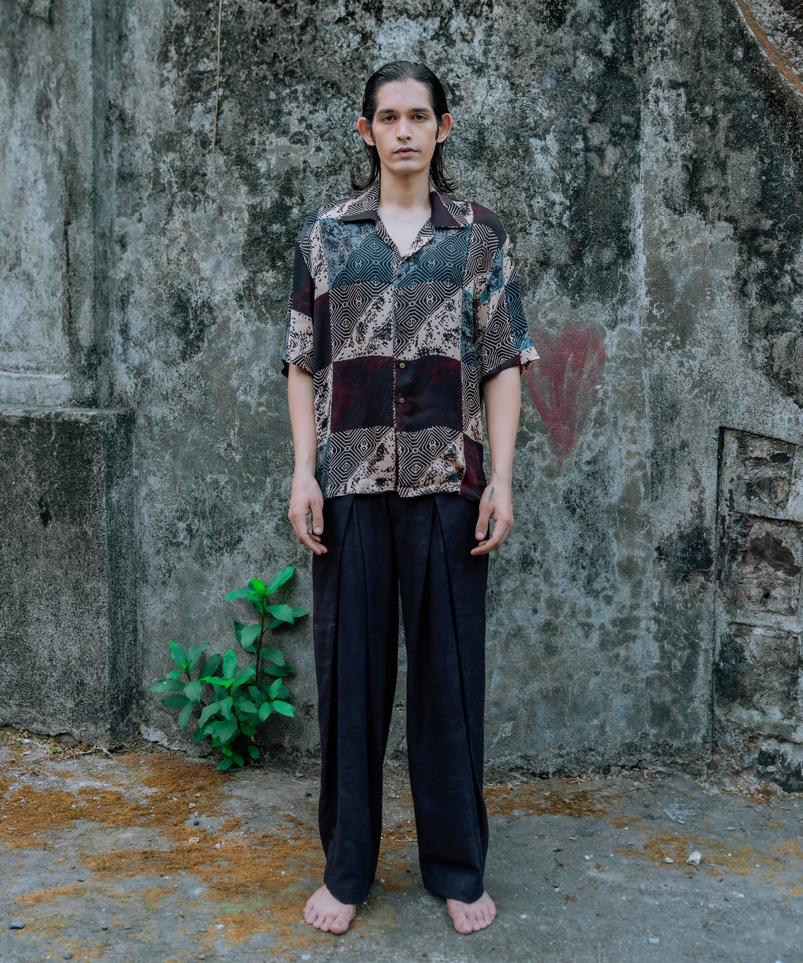 The Mosaic Echo Pure Silk Shirt Front View