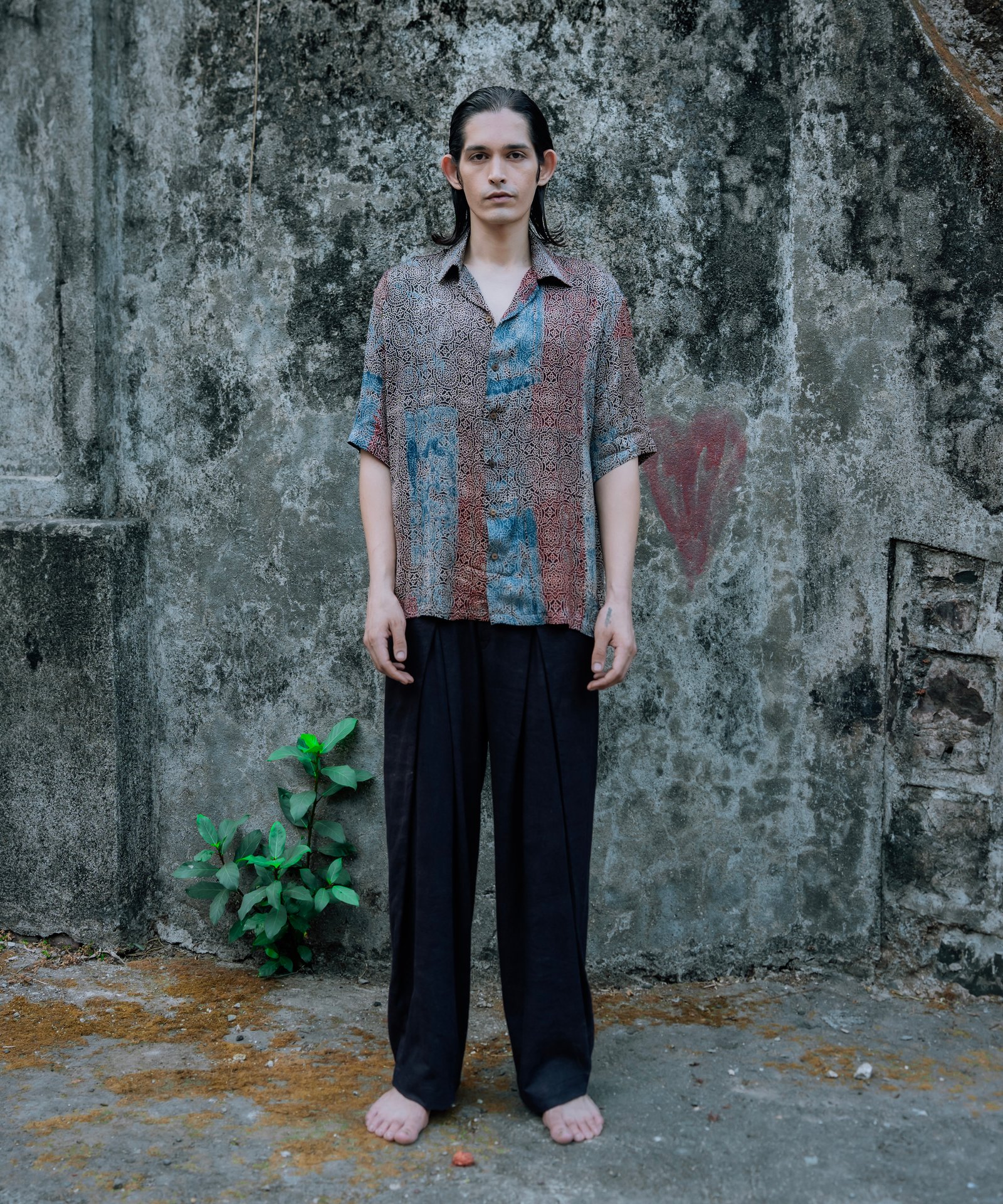 The Mandala Grid Pure Silk Shirt Front View