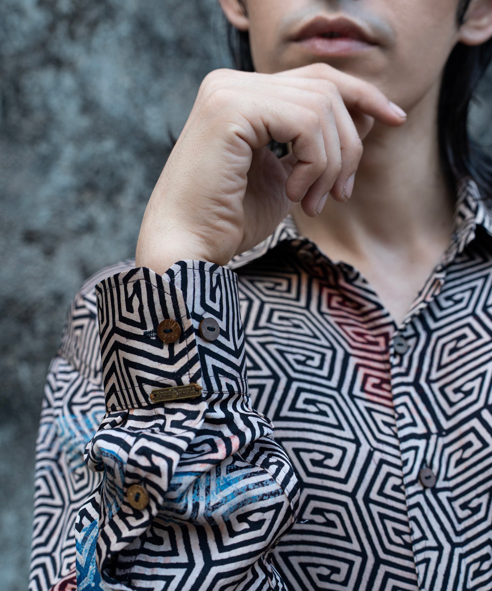 The Multi Maze Pure Silk Shirt Fabric Close-up