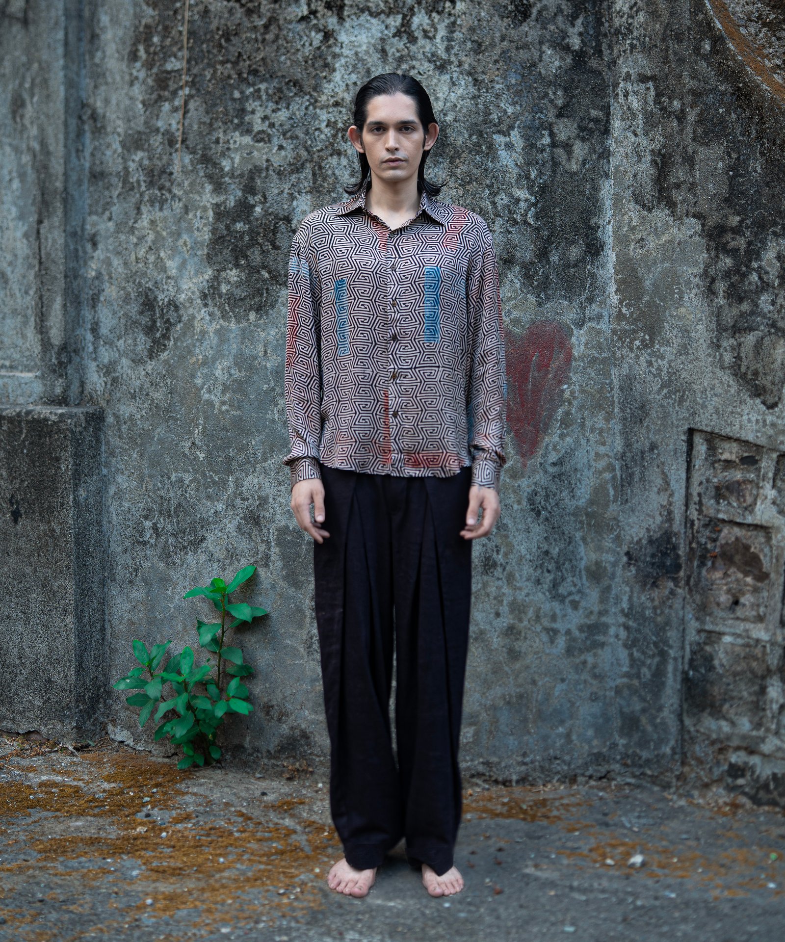 The Multi Maze Pure Silk Shirt Front View